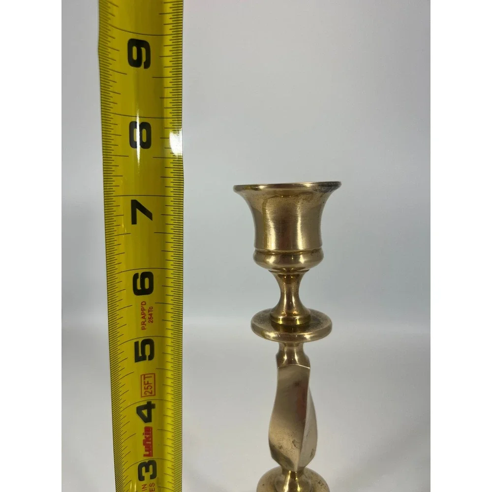 Vintage Solid Brass Candlestick Holders Set‎ of 2 Octagon and Twisted Stem